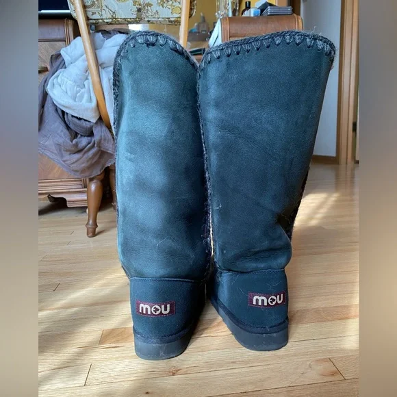 Women's Black Tall Mou Boots - Picture 4 of 7